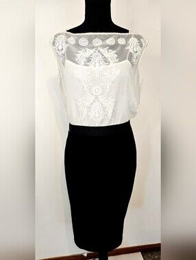 Lauren Ralph Lauren Sheath Dress Embroidered Illusion Lace Cocktail Midi Classic